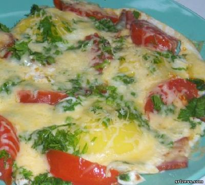 Яичница с помидорами и сыром рецепт фото